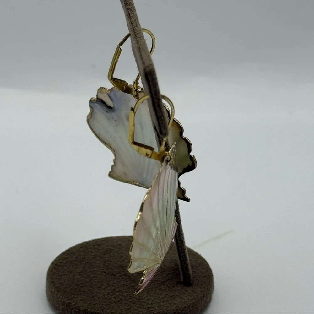 Gold detailing and Iridescent Shell Earrings - Picture 4 of 4